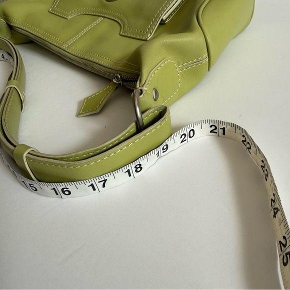 Elegant Lime Green Leather Structured Shoulder Handbag Bag Medium - Picture 14 of 15
